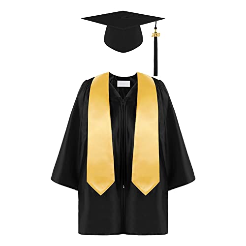 [ayumn] Juego de bata de graduación con borlas, uniforme de graduación para niños, vestido de graduación suelto para niños, bata unisex para adultos para escuela secundaria y licenciatura