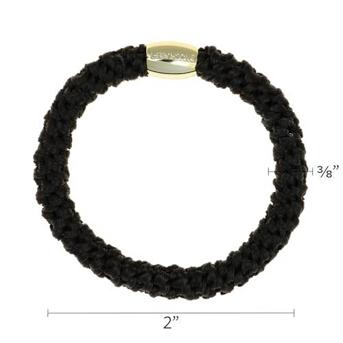 Image of Black Hair Ties with Gold Bead for Thick Hair, Grab & Go Ponytail Holders, 8 Pack, Black | Gold Bead, Thick No-Crease Bands with Strong Hold, Damage-Free Design | L. Erickson