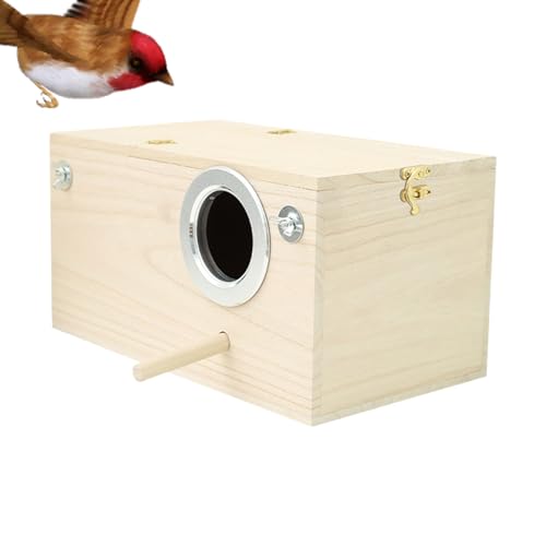 Papageienbrutkasten aus Holz- Nisthaus, massive Holzkonstruktion, geeignet für Nymphensittiche, Käfigdekoration, Kleinvogel- Lebensraum-7