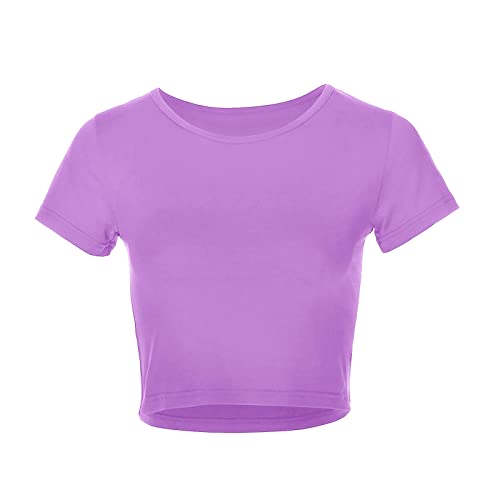 Blusa cropped feminina de manga comprida lisa, casual, de manga curta, leve, para ioga, para treino,