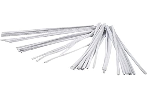 Pipe Cleaners, thickness 6 mm, L: 30 cm, white, 50pcs, 6mm x 30cm