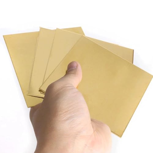 0,5 mm x 50 mm x 50 mm Messingblech, vergoldete Messingplatte, robuste Messingplatte, gefilmte Messingplatten, zum Basteln, Schneiden, Handwerk (Gelb, 15)