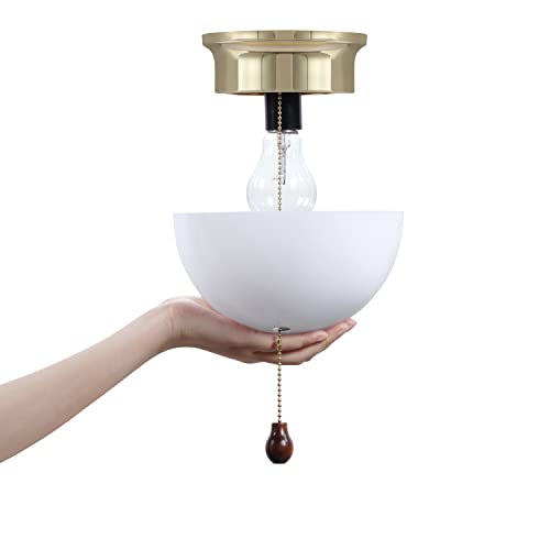 Image of Aspen Creative 28004-15-2, Clip-on Dome Shade in White Finish with Pull Chain Opening, 7 5 /8 inch Diameter x 4 inch Height, 2 Pack