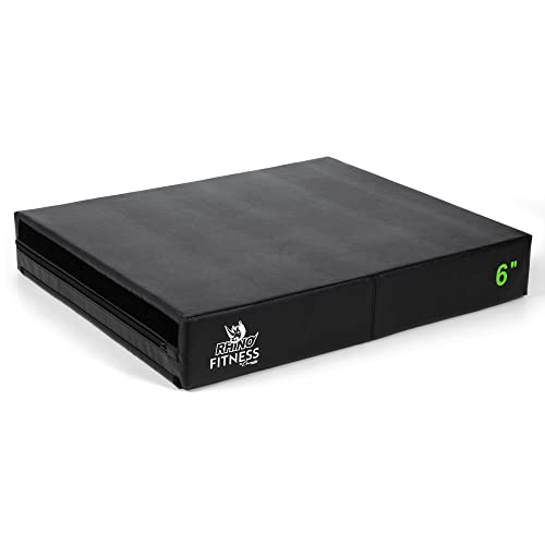 Champion Sports Foam Plyometric Box, 6 inch, Black - Durable Jump Boxes for Training with Handles, Hook and Loop Flaps - Stackable Plyo Box Jumps for Gym - Premium Cross Training Equipment
