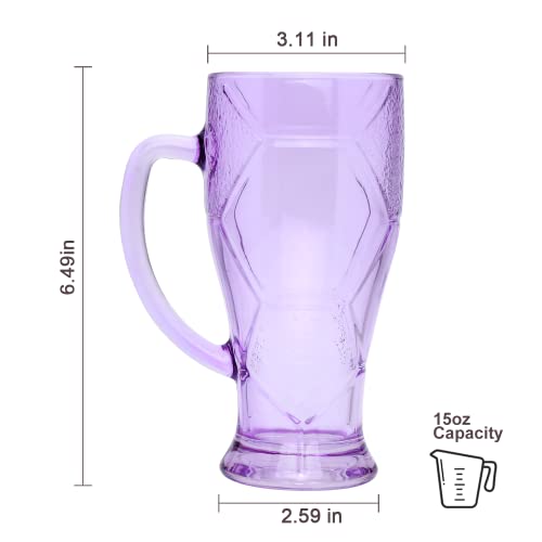 Nuxaoisgel Beer Mugs Set Of 6,10 Oz Glass Mug With Handle,Colored Beer Glass Stein With Handle For Pub,Vibrant Beer Stein Mugs For Drinking,Alcohol,Beverage #TOP1