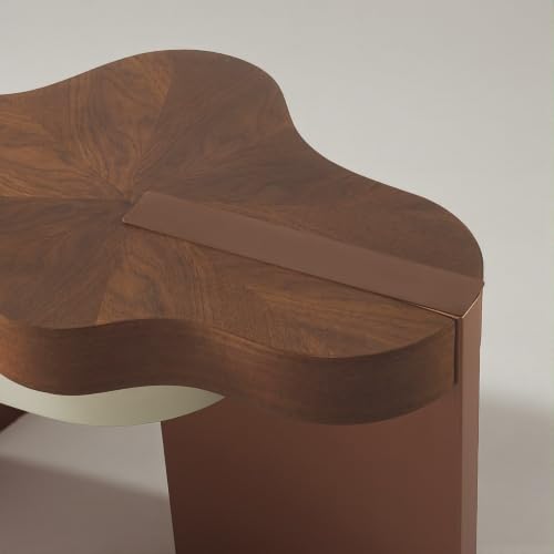 Image of The Attic Tria Cloud Coffee Table | Modern Three-Tier Center Table with Marble & Walnut Finish | Artistic Living Room Accent Furniture