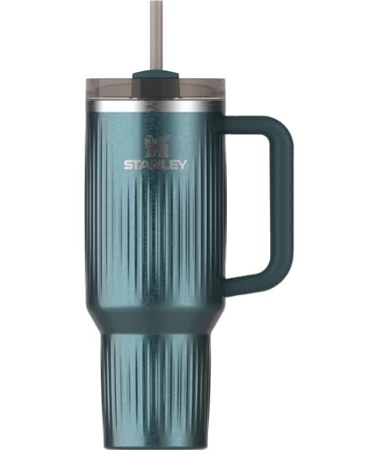 Image of STANLEY Quencher H2.0 Tumbler with Handle and Straw 40 oz | Flowstate 3-Position Lid | Cup Holder Compatible for Travel | Insulated Stainless Steel Cup | BPA-Free | Fluted Marina Shine