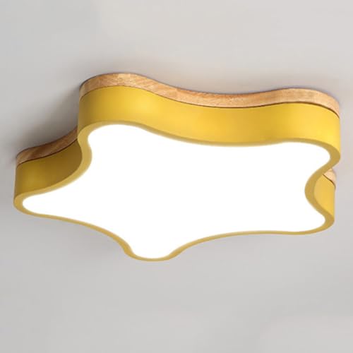 SHUANGZ Lámpara de techo de madera de 16.5 pulgadas, 24 W, lámpara de techo LED, 3 luces de color cambiables, acabado mate con acento de madera, utilizada en habitación de los niños, comedor y pasillo