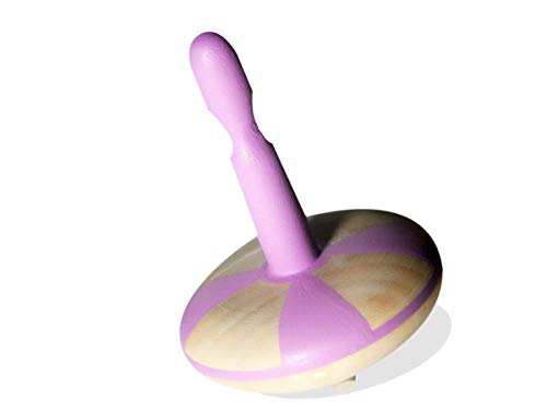 Image of VParents Wooden Spin Tops Non Toxic Organic for Kids (3 Years+) - Curiosity & Fine Motor Skills (6 Pieces) (Pink Blue Purple Red Orange Yellow)