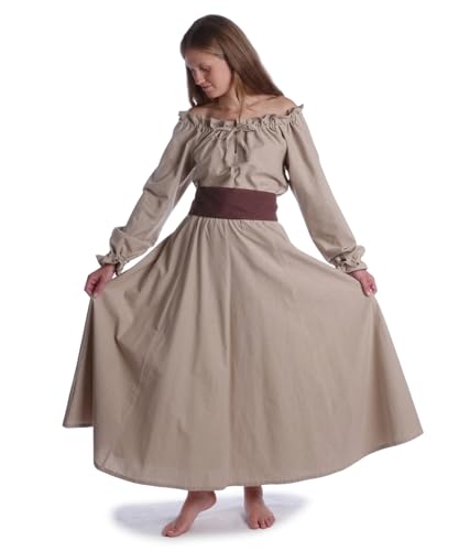 Blouse médiévale en coton beige idéale pour fêtes et festivals