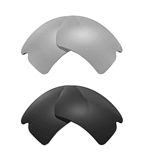 2 Pairs of Replacement Lenses for Oakley Flak 2.0 XL (OO9188 Series) Sunglasses (Non-Polarized, Black + Titanium)