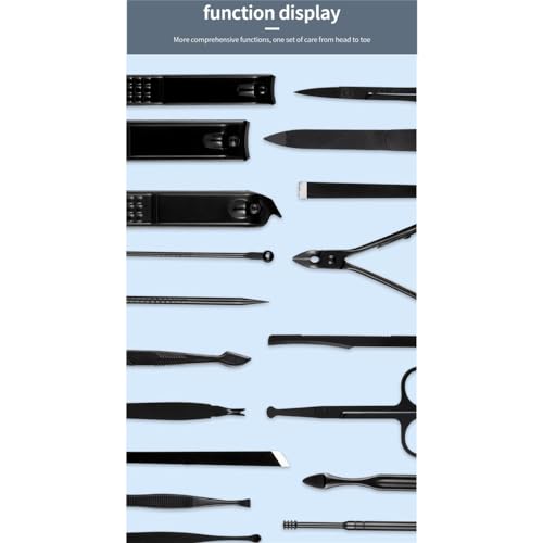 Kit de manucure et pédicure en acier inoxydable avec étui de voyage, 18 pièces pour le soin des ongles