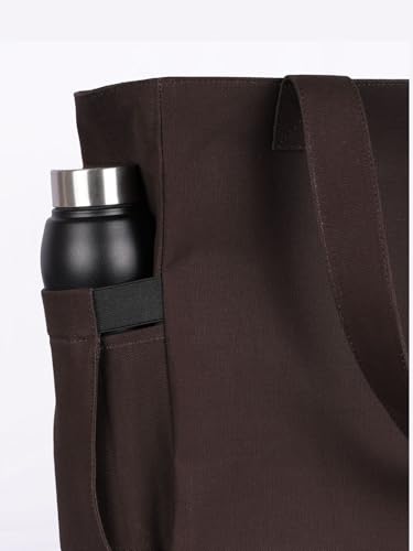 Image of TSANTA U Shaped Canvas Tote Bag, 35.56x33.02 cm with 10.8 cm Gusset, Cotton, Zipper Closure, Laptop Compartment