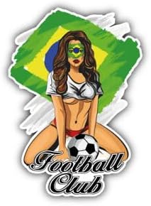 Pack of 4-3 Stickers - Brazil Flag Soccer Club Fan Girl Car Bumper Sticker Decal