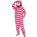 Unisex Adult Onesie Animal Pajamas,Halloween Cosplay Costumes,Cartoon Costumes Party Wear(Cheshire cat M)