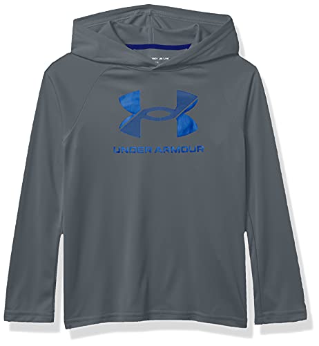 Under Armour Boys' Tech Big Logo Hoodie , Pitch Gray (012)/Royal , Youth Large