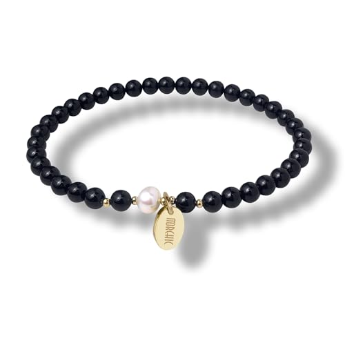 Morchic 4mm Natural Gemstone Beads Stretch Bracelet for Women, With Freshwater Pearls, Energy Gem Birthday Gift for Her 7.2”