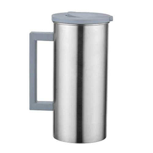 joyMerit 1.8L Ounces Stainless Steel Pitcher with Lid & Spout - Safe Pitcher for Hot Cold Water & Iced Tea Juice Beverage Pitcher - Grey