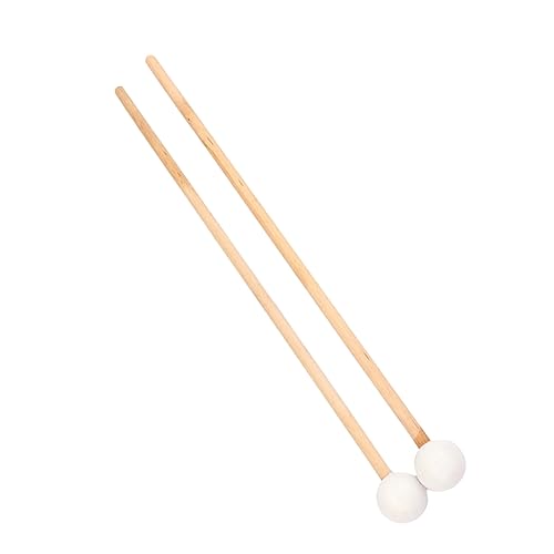 HANABASS 1 Pair Percussion Drumsticks with Wood Handle Durable Glockenspiel Mallet Sticks for Educational Musical for All Percussion Instruments White
