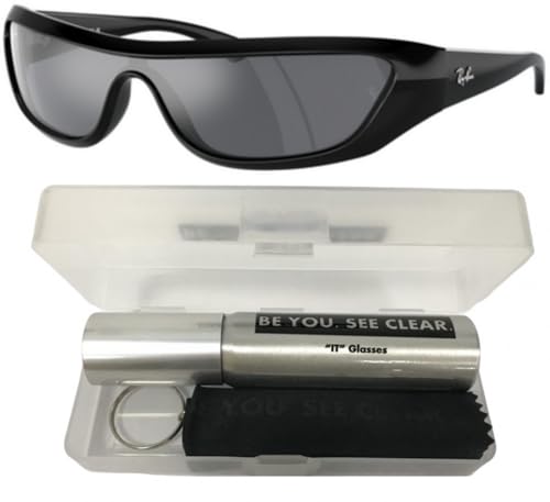 Ray-Ban RB4431 Sunglasses Bundle: RB 4431 66776V Black/Dark Grey Flash Silver Polyamide Standard and Eyewear Cleaning Kit2