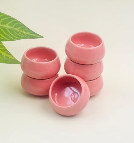 Image of Lupaava Serving Dip Sauce Chutney Mini Ceramic Bowls Pack of 6 | Ceramic Handcrafted Shine, Microwave Bowl Sets, Kitchen Accessories 35 ml