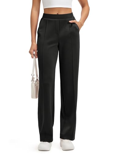 ODODOS Women's Modal Soft Classic Pants Mid Rise Pull-On Lounge Casual Work Pants with Pockets- 27