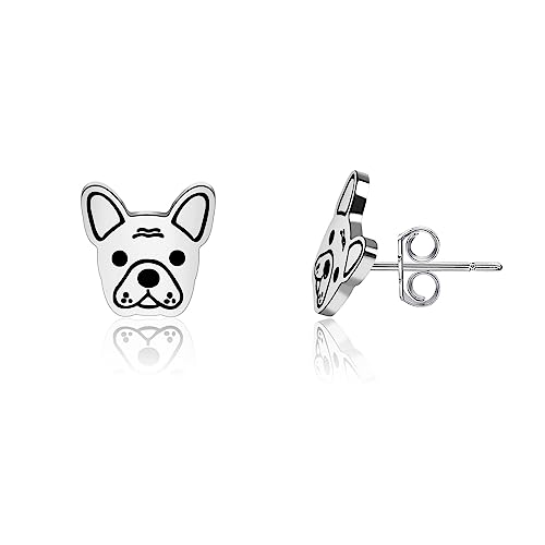 OKEYCH FrenchBulldog Lover Gift French Bull-dog Stud Earrings French B-ulldog Owner Jewelry F-rench Bull-dog Mom Gift