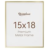 Heimlove 15x18 Aluminum Picture Frame, Metal Picture Frame Wall Mounting Horizontally or Vertically, Photo frame with Tempered Glass - Poster Frame Simple and Elegant Decor for Wall - 1 Pack - Gold