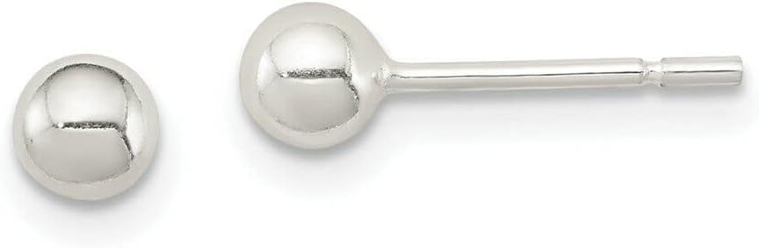 925 Sterling Silver 4mm Ball Earrings Button Fine Jewelry Women Gifts Her