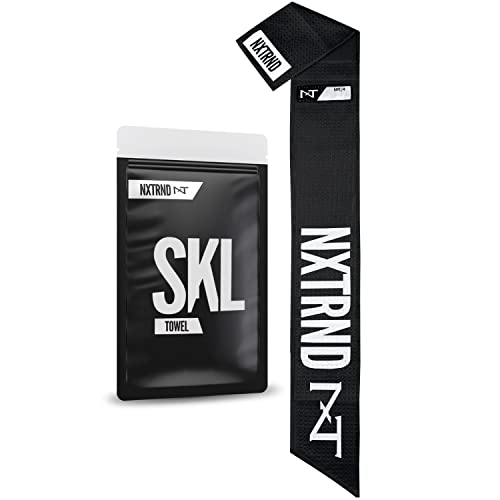 Nxtrnd SKL Football Skill Towel, Sports Towel, Skill Towel for Football with Hook and Loop Fastener, Made to Clean Football Visors and Football Gloves (Black)