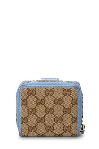 Pre-Loved Original GG Canvas French Zip Around Wallet, Blue3