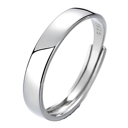 [Rockyu] 指輪 メンズ フリーサイズ シルバー925 ペアリング カップル 人気 鏡面加工 平打ち 結婚 婚約指輪 サイズ調整可能 純銀製指輪 個別販売 (男)の商品画像（Amazon）