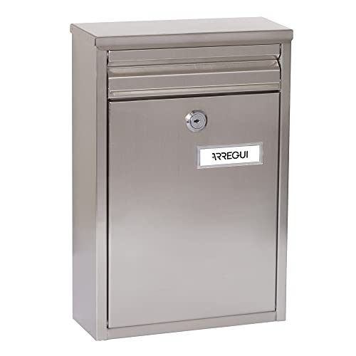 ARREGUI Zaguán E5757 Cassetta Postale Individuale in Acciaio Inossidabile | Raccogliposta | Con 2 Feritoie | Cassetta Postale Da Esterno | Dimensione S (DIN A5) | Facile da Montare | Inox