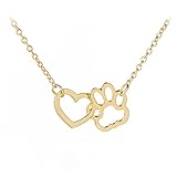 coadipress Dog Cat Paw Print Pet Footprint Necklace for Women Girls Double Hollow Cute love Charm Cr