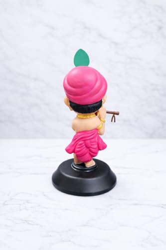 Image of Krishan Ji Car Dashboard Idol with Double Sided Tape | Bal Gopal Statue for Car Dashboard, Home Temple & Office | Cute Krishna Murti Gift Item | Standing Eye Closed | Pink