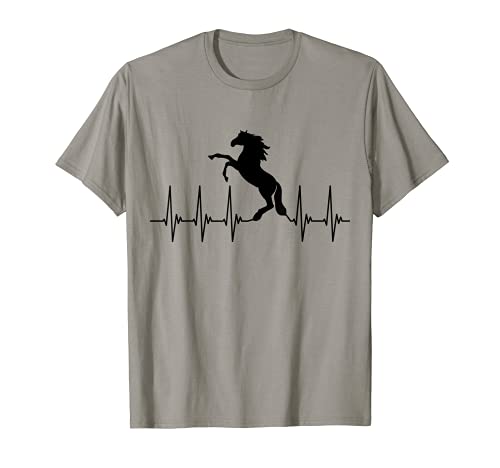 Horse, EKG, horse, animals, heartbeat, pulse horse rider T-Shirt, Grey