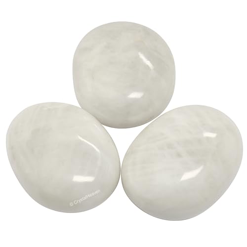 Image of Certified White Agate Snow Quartz Crystal Palm Pebbles Stones for Anxiety Stress Relief Massage - AAA Grade Original Healing Gemstone Agate Palm Stone for Yoga Meditation Spiritual Reiki Feng Shui