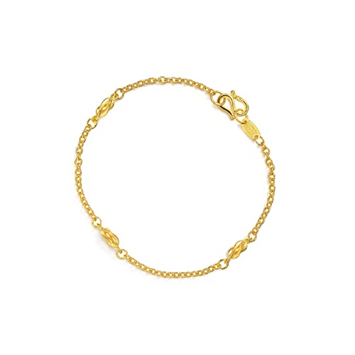 Chow Sang Sang 999.9 24K Solid Gold Price-By-Weight 3.74G Gold Plain Chain Bracelet For Women 31745B | 6.6", (17 Cm) #TOP22