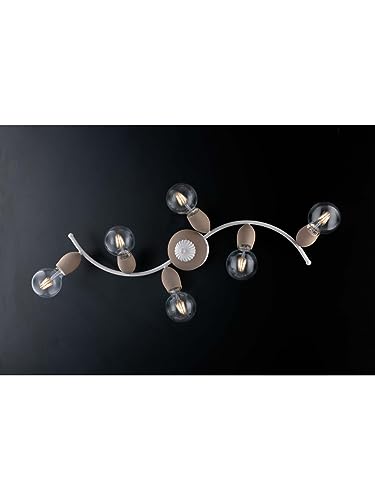 Plafonnier moderne 6 lumières blanc tourterelle grand éclairage de salon