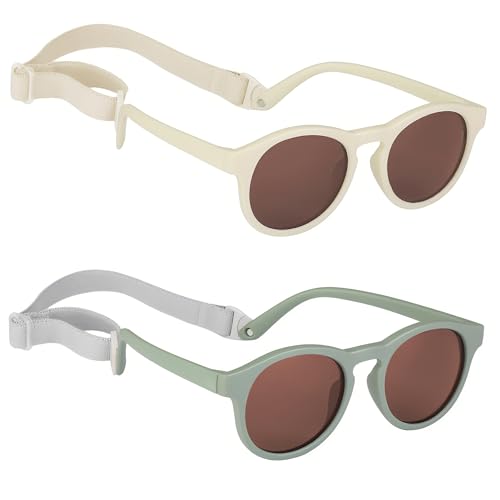 HXS 2 Pack Toddler Sunglasses Polarized with Strap for 0-24 Months/2-4 Years Kids, Girls Boys Baby Glasses UV Protection