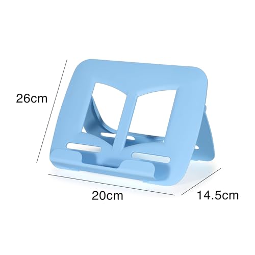 Image of oddpod Adjustable Plastic Book & Tablet Stand Multi-Functional for Reading /Lightweight Portable & Foldable Hands-Free Book Holder for School, Office and Home - Blue