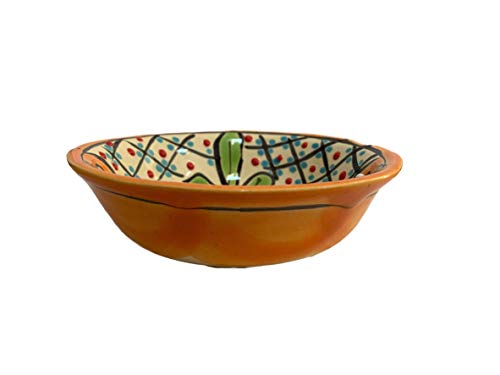 Colorful Decorative Mexican Style Fiesta Bowl - Hand-Made And Hand Painted In Mexico - 5 Inches - 12 Cm Tazon Color #TOP6