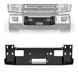 KUAFU Universal Front Hidden Bumper Winch for All Full Size Front Bumpers Compatible with Ford F-150 F-250 F-350 F-450 F-550 Bronco Dodge Ram Winch Tray Mount Plate Powder Coated Steel