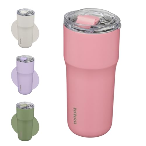 Image of BJPKPK 24 oz Coffee Tumbler, Insulated Stainless Steel Travel Cup | Double Wall Vacuum, Leak Proof Lid, Keeps Hot /Cold /Iced, BPA Free, Dishwasher Safe, Cupholder, Pink