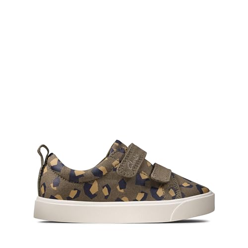 Clarks City Bright Toddler Textile Canvas in Wide Fit Size 5 Green