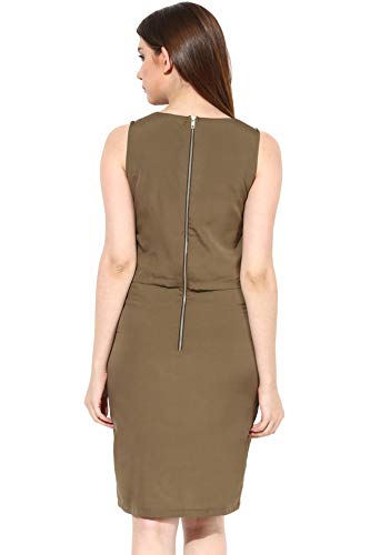 Image of Miss Chase Women's Brick Red Solid Layered Sleeveless Round Neck Mini Dresses