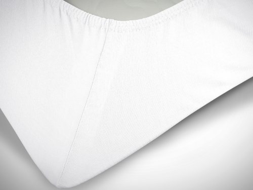 npluseins klassisches Jersey Spannbetttuch - erhältlich in 34 modernen Farben und 6 verschiedenen Größen - 100% Baumwolle, 90-100 x 200 cm, weiß - Image 7
