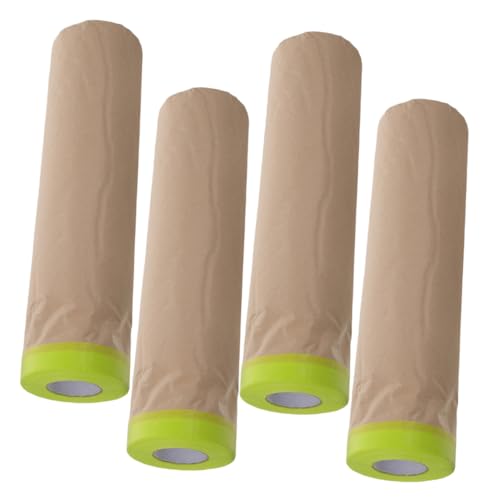 4 rouleaux film de masquage pour peinture en papier kraft protecteur