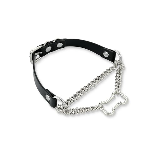 Black/Pink Leather Choker Collar For Women, Handmade Gothic Slip Chain Necklace with Bone Clasp2