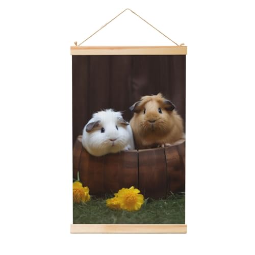 Toile de cochons d'Inde sur châssis bois premium, tableau d'art 91,4 x 61 cm
